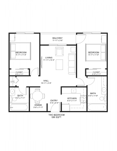 Apartment 2x2 996sqft Floor Plan